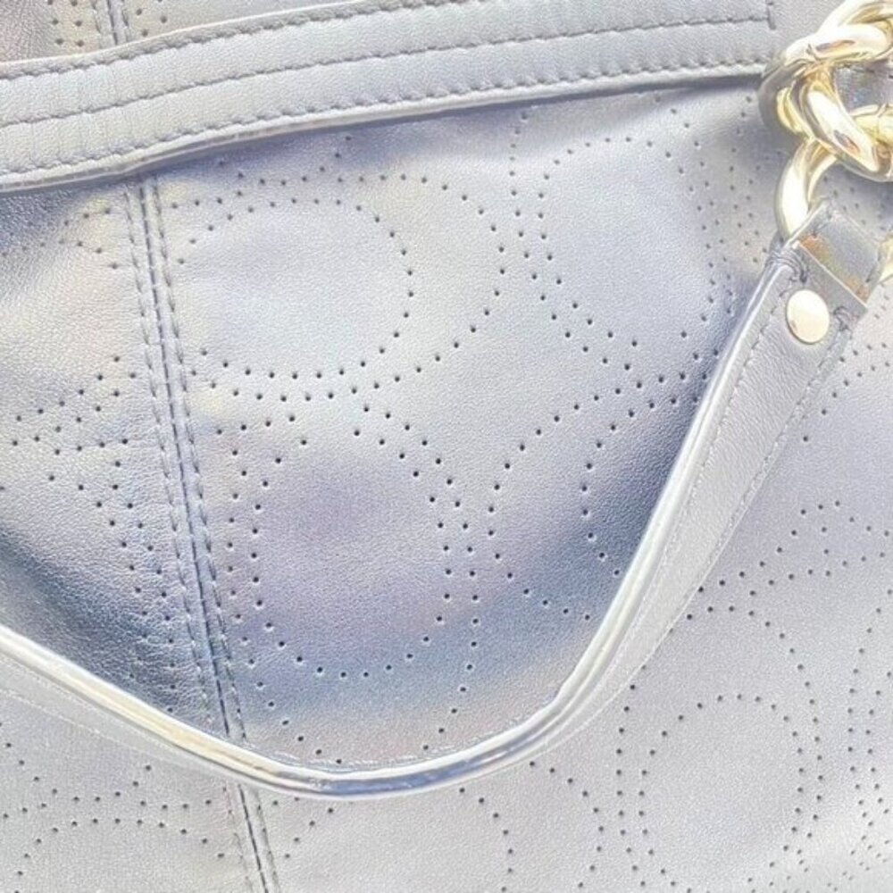 Coach 2011 Brooke Black Signature Perforated Leather Convertible Hobo Bag Silver - Picture 9 of 12